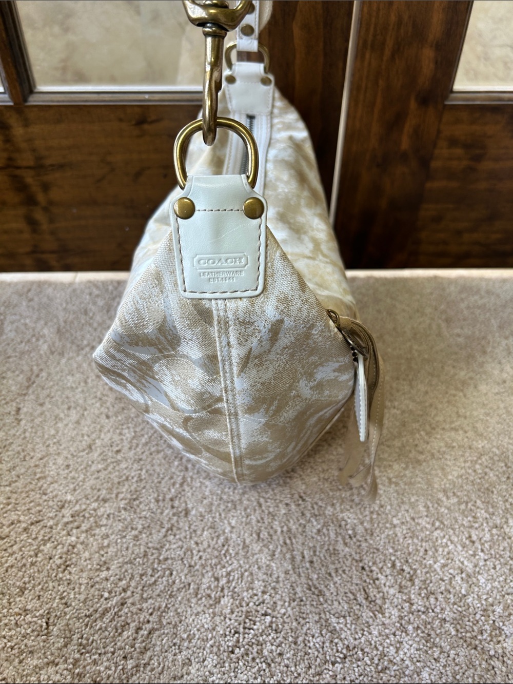 Coach Ivory Metallic Patterned Hobo Shoulder Bag - Picture 3 of 13